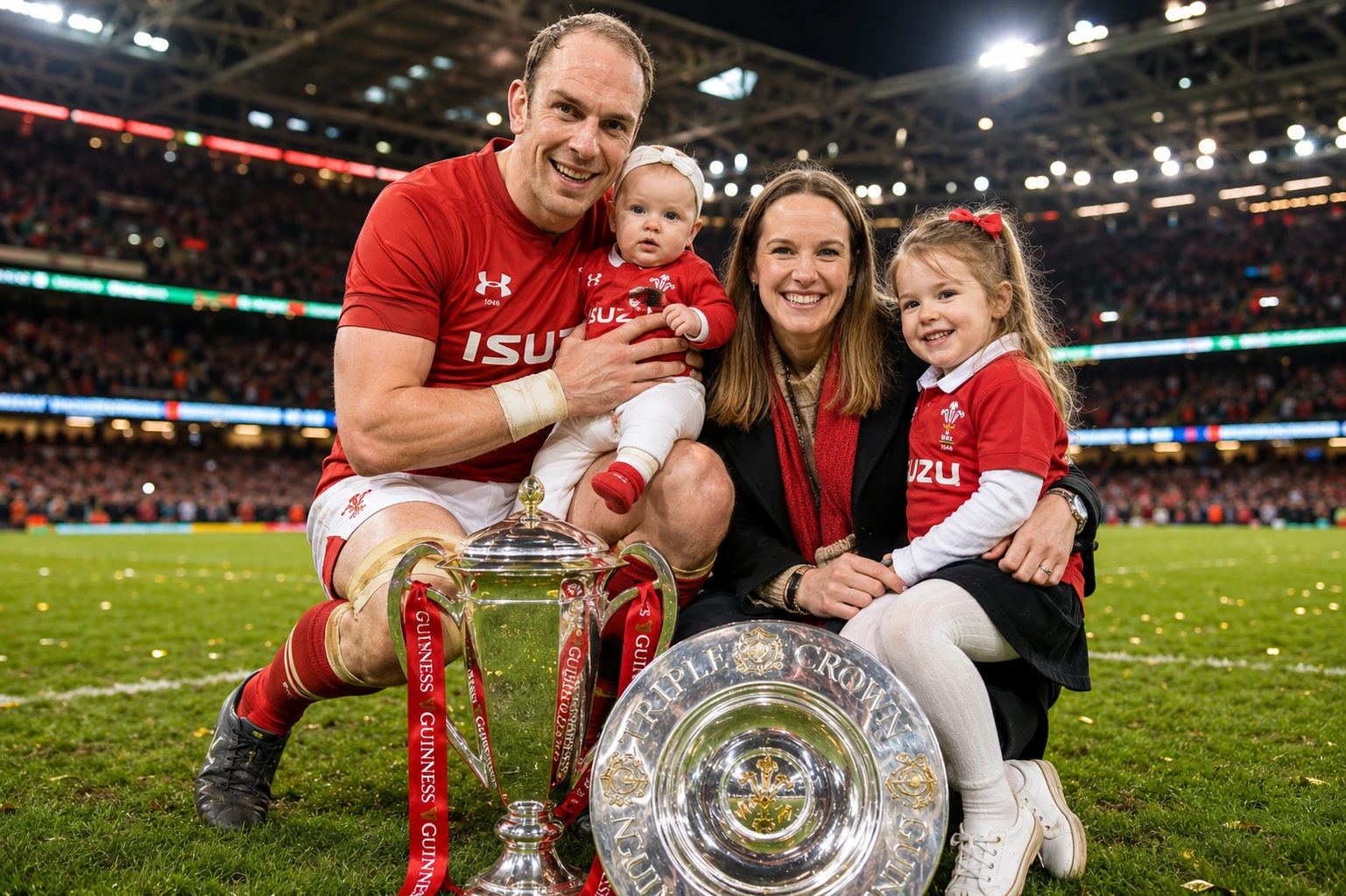 Anwen Jones and Alun Wyn Jones at a rugby event