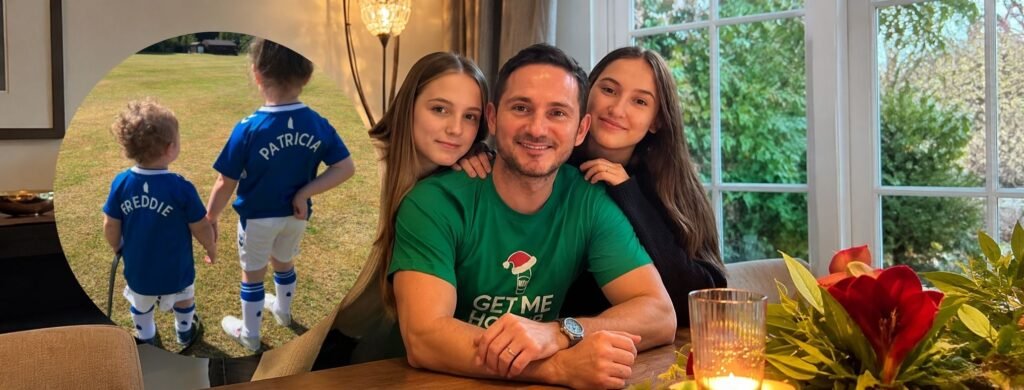 Luna, Isla & Freddie: Everything You Need to Know About Frank Lampard’s Children Frank Lampard smiling with his daughters Luna and Isla, alongside an inset of younger children Patricia and Freddie in blue football kits
