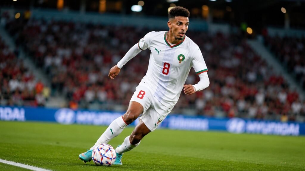 Azzedine Ounahi: The Midfielder Who Turned Morocco’s World Cup Breakthrough Into a Lasting Career Azzedine Ounahi controlling the ball during a competitive match for the Morocco national football team.